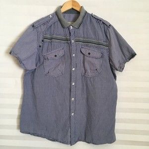 F.U.S.A.I. Mens Button Up Shirt Size XL 100% Cotton Short Sleeve Pockets